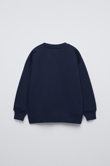 TERRYCLOTH SLOGAN SWEATSHIRT - Navy blue by Zara - Image 1