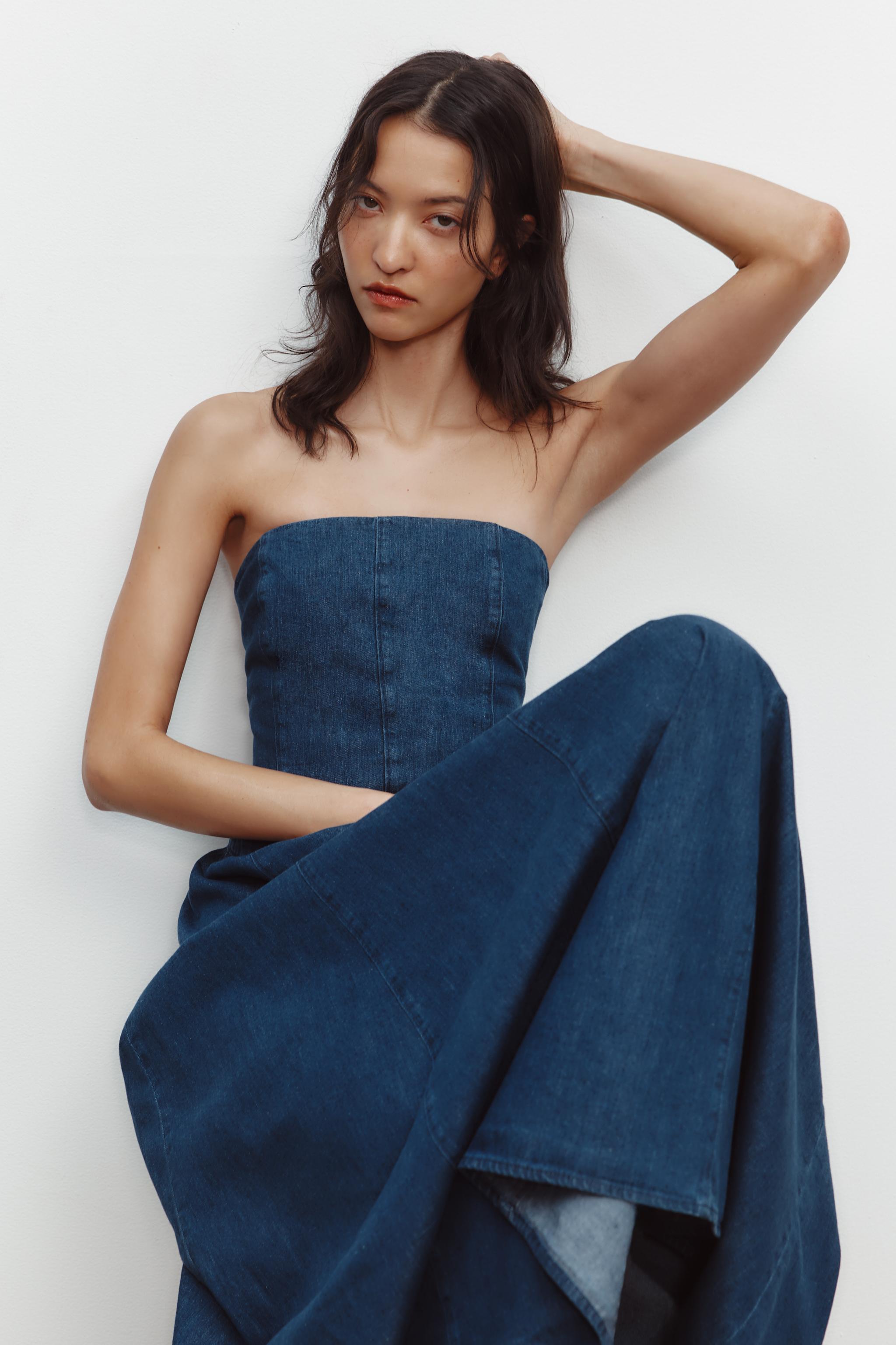 TRF DENIM MIDI DRESS - Blue | ZARA Canada