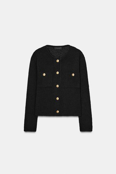 CHAQUETA PUNTO - Negro de Zara - Imagen 0