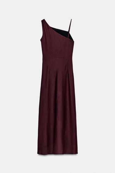 ROBE MI-LONGUE ASYMÉTRIQUE 100% LIN - Aubergine de Zara - Image 7