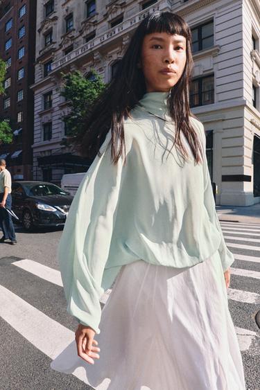 Zara TIED ZW COLLECTION SHIRT - Sea green