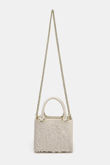 SATIN-EFFECT PEARL HANDBAG - Ecru by Zara - Image 4