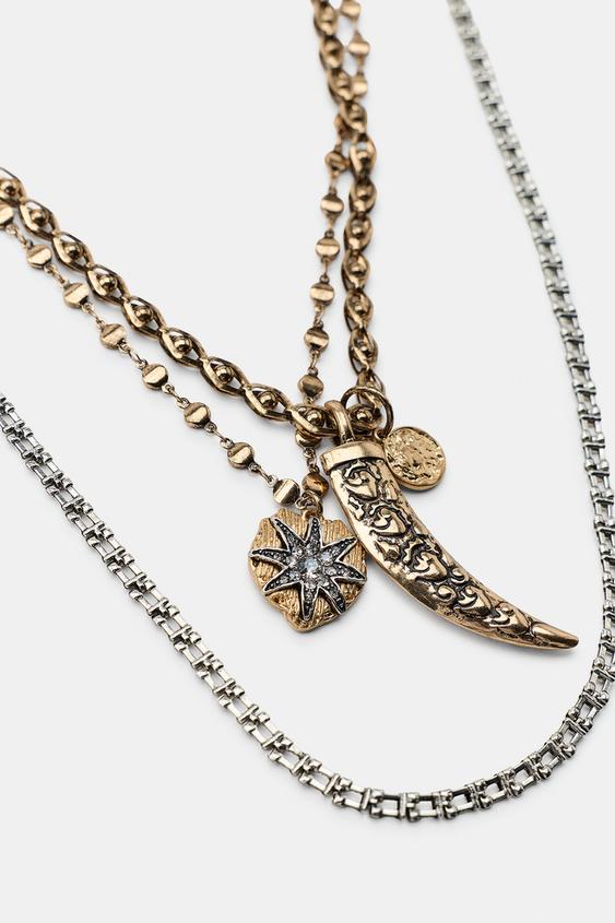 PACK OF 4 HORN AND STAR NECKLACES - Gold / Silver by Zara - Image 5