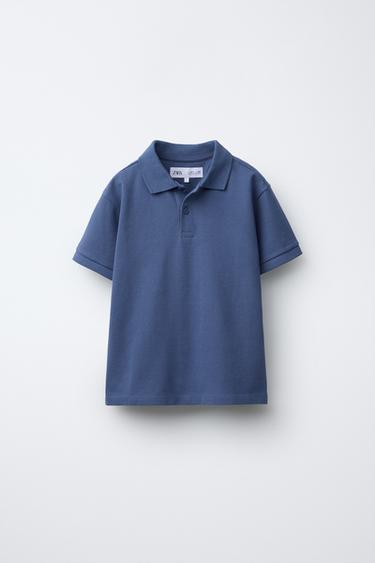 Zara BASIC POLO SHIRT - Mid-blue