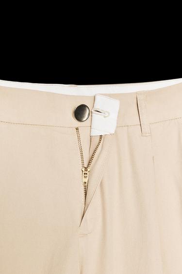 DARTED WIDE-LEG TROUSERS - Sand by Zara