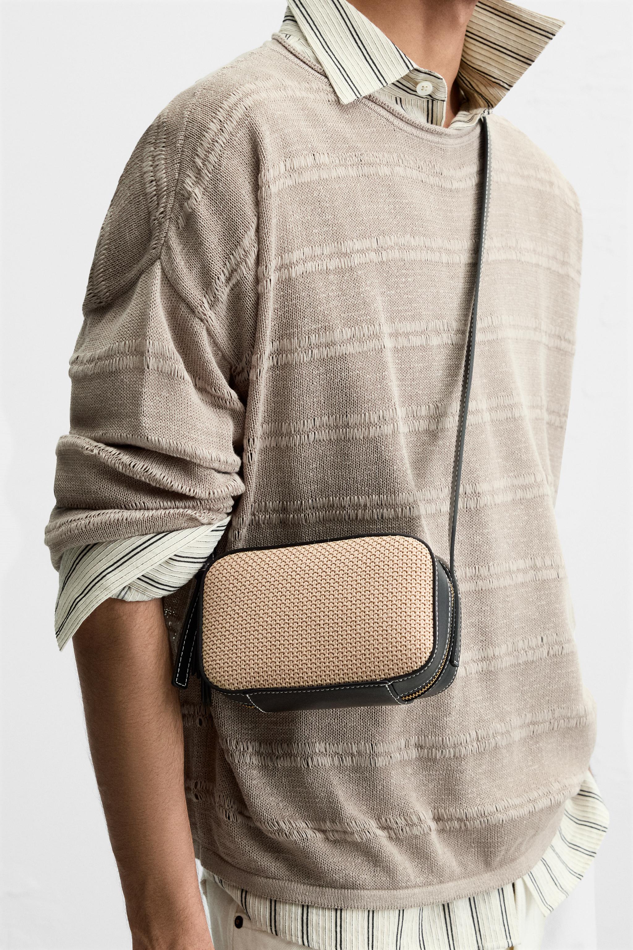 WOVEN CROSSBODY BAG Black ZARA New Zealand