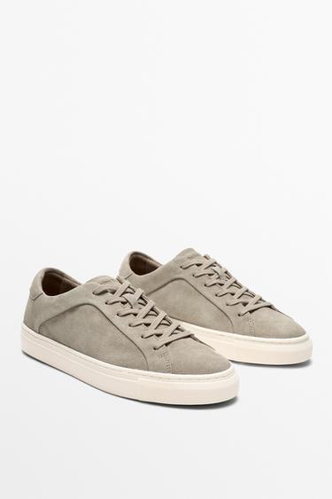 Leather trainers with lug sole — Sandy Brown 2