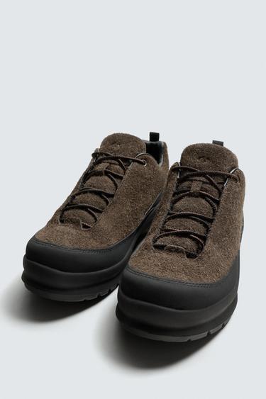 LEATHER TREK TRAINERS - Brown by Zara - Image 4