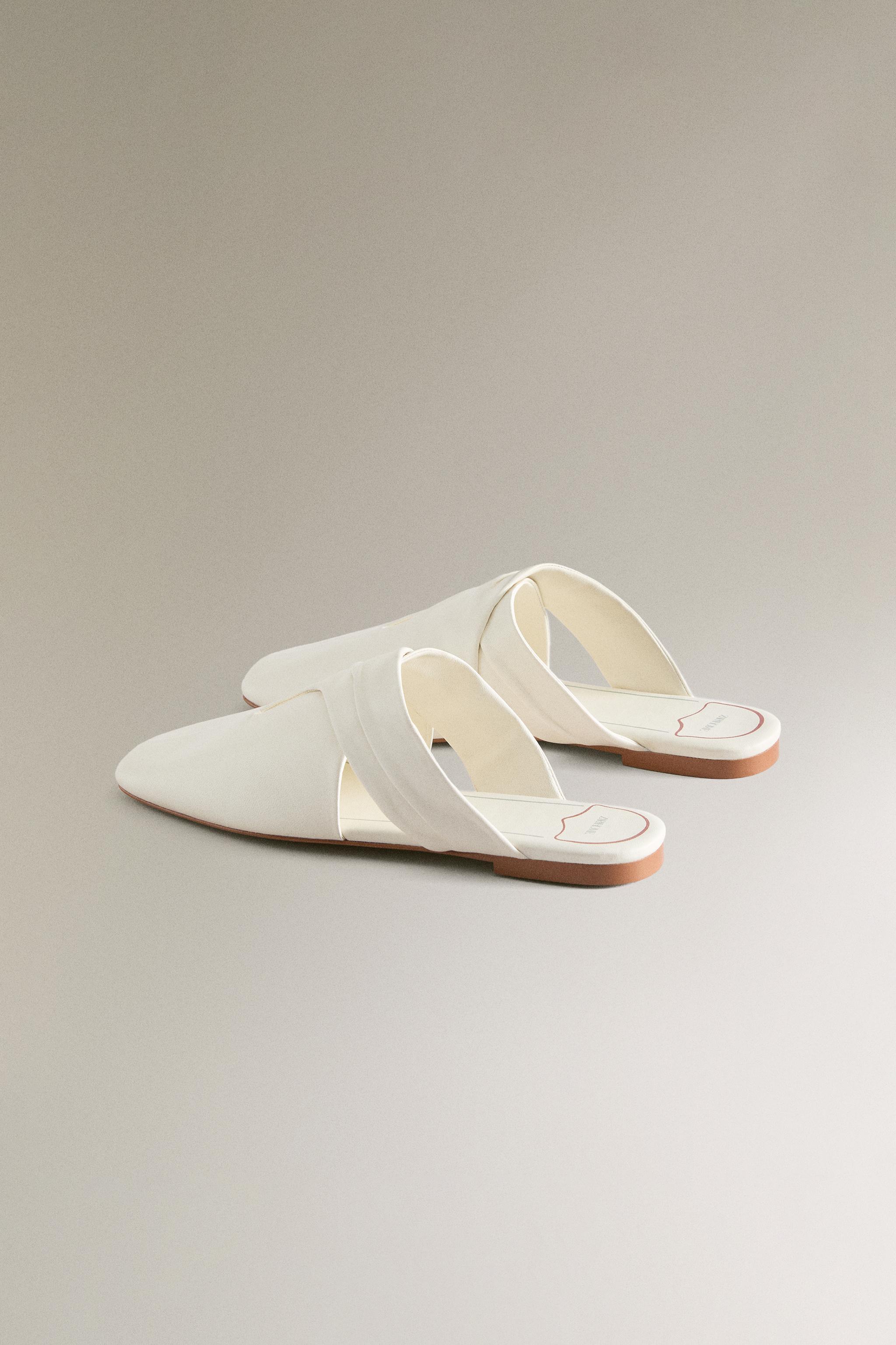 CROSSOVER LEATHER MULES - White | ZARA United States