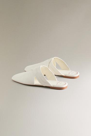 LEATHER CROSSOVER MULES - White by Zara - Image 3