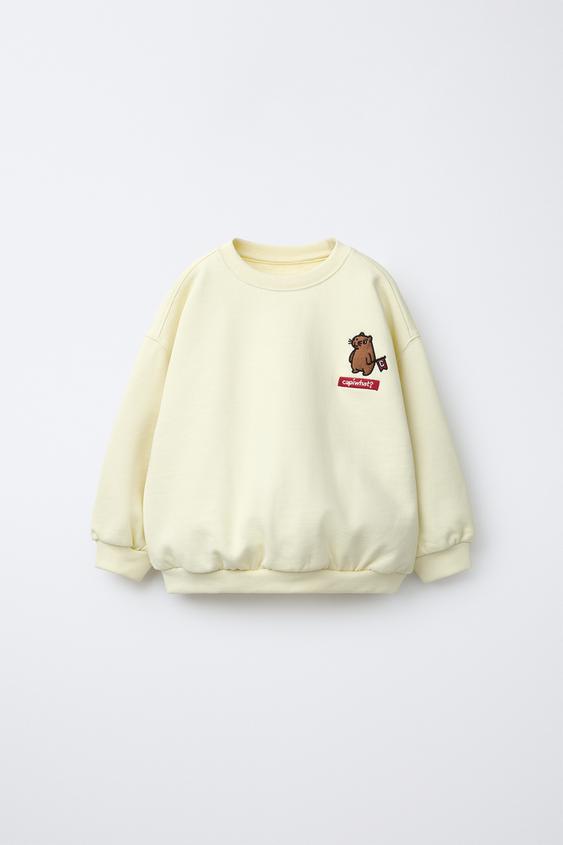 ANIMAL EMBROIDERY SWEATSHIRT - Yellow by Zara - Image 0