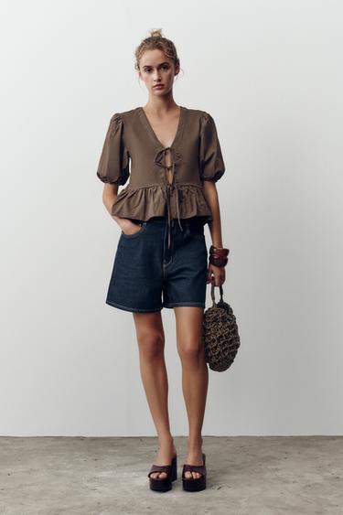 TOPSTITCHED BRAIDED HANDBAG - Chocolate by Zara