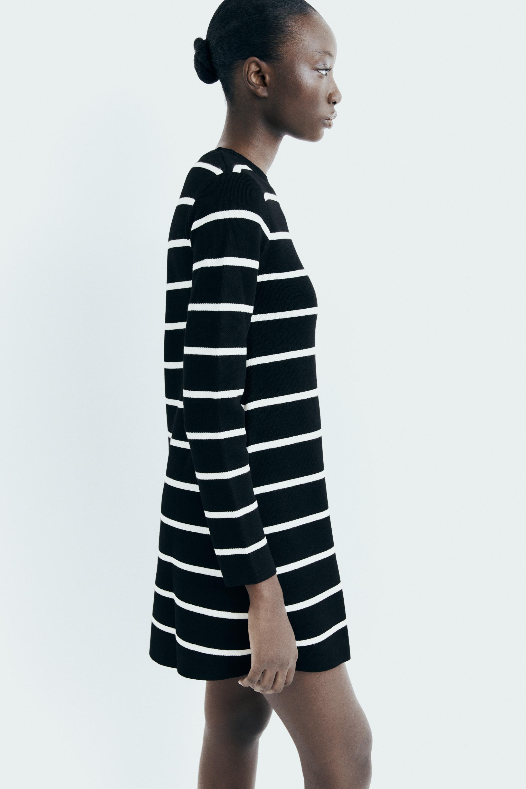 Zara black and white striped clearance dress