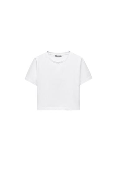 CROPPED SHORT SLEEVE T-SHIRT - White by Zara