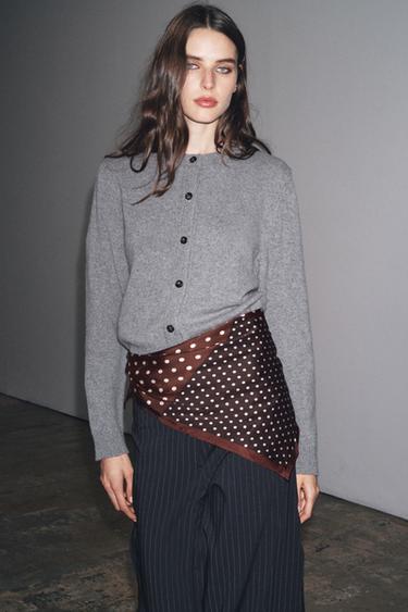 VESTE EN CACHEMIRE ET LAINE À MANCHES LONGUES - Gris de Zara - Image 2
