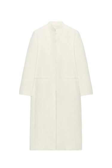 VESTE LONGUE AVEC LIN ZW COLLECTION - Écru de Zara