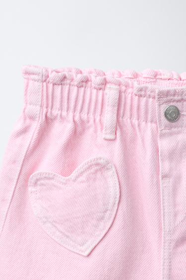 PANTALON SERGÉ BAGGY À POCHES CŒURS - Rose de Zara - Image 2