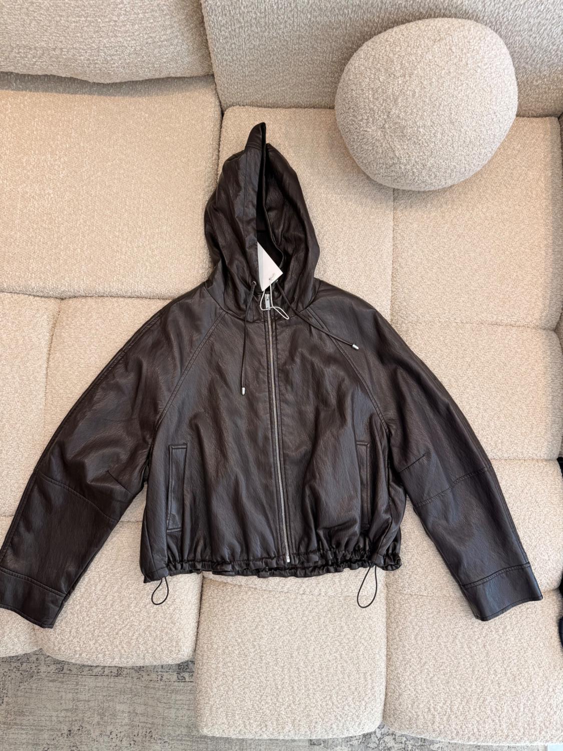 LEATHER EFFECT JACKET BROWN - Image 3