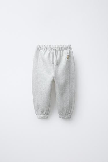 PLUSH JOGGING BOTTOMS WITH LABEL APPLIQUÉ - Grey marl by Zara