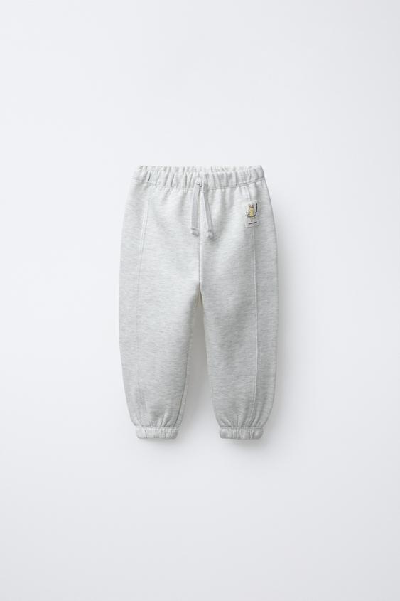 PANTALON JOGGER EN MOLLETON AVEC ÉTIQUETTE - Gris chiné de Zara - Image 0