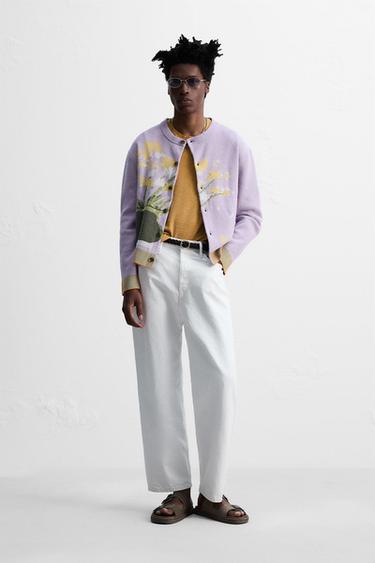 Zara FLORAL JACQUARD CARDIGAN © OTIS KWAME KYE QUAICOE - Violet - Image 0