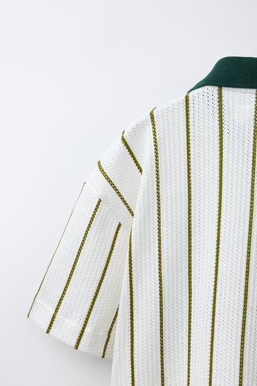 CHEMISE EN MAILLE À RAYURES AVEC INSCRIPTION - Raie verte de Zara - Image 3
