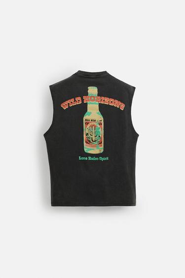 WASHED PRINT TANK T-SHIRT - Dark anthracite by Zara - Image 7