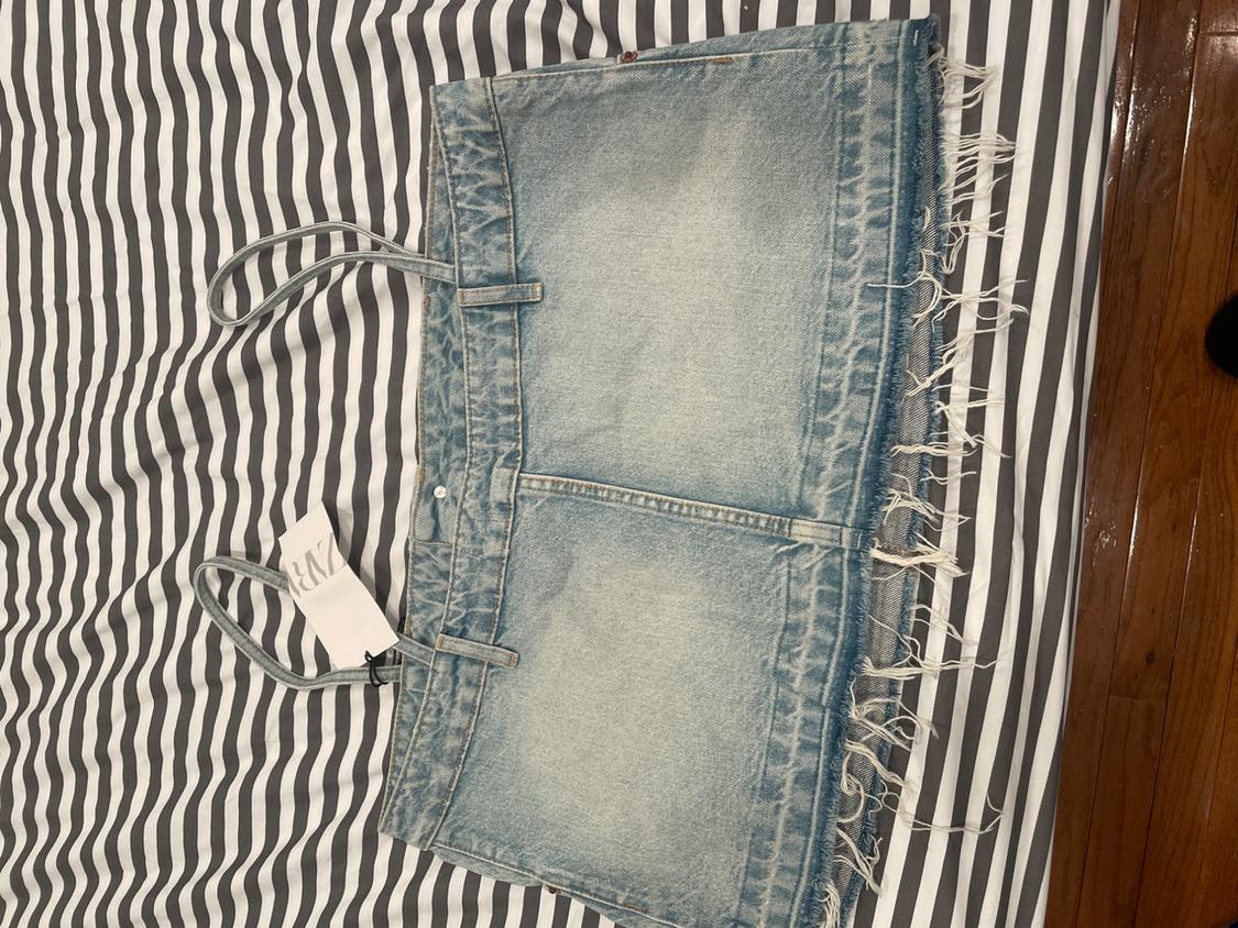 TRF SKIRT STYLE DENIM CROP TOP - Image 2
