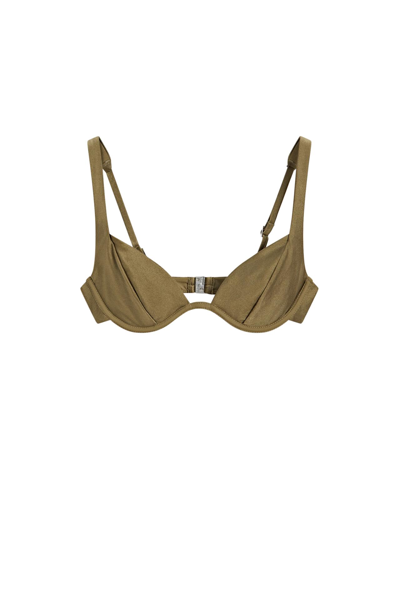 Shimmery gathered underwire bikini top — Khaki