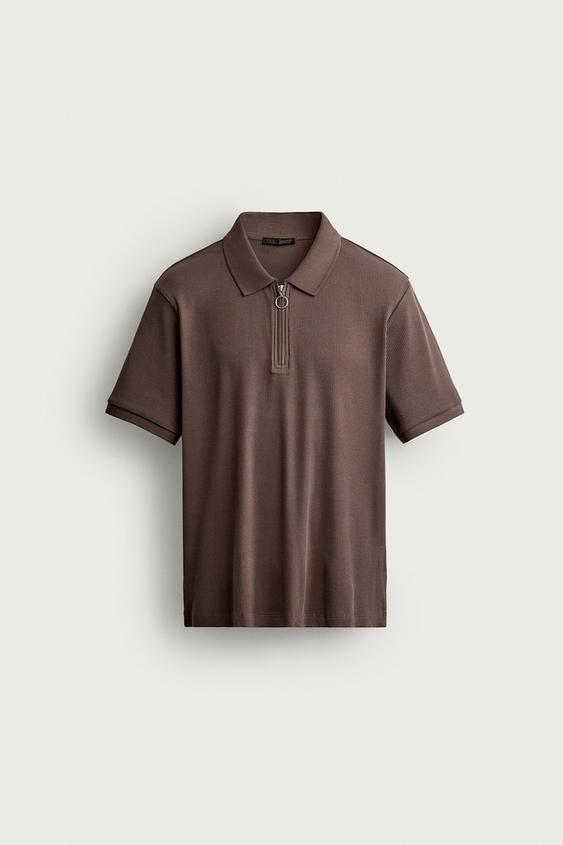 POLO REGULAR FIT CREMALLERA - Marrón de Zara - Imagen 0
