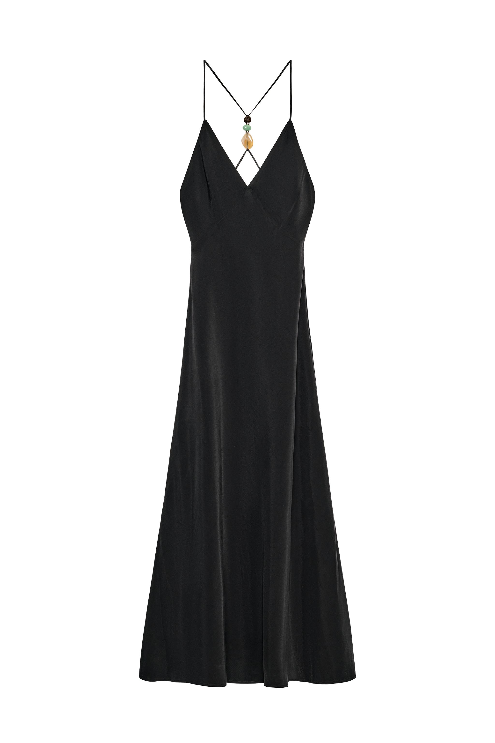 MİDİ TAŞLI ASKILI ELBİSE