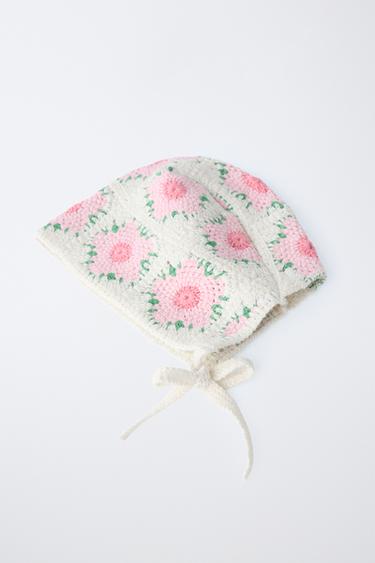 FLORAL CROCHET BONNET - Ecru by Zara - Image 1