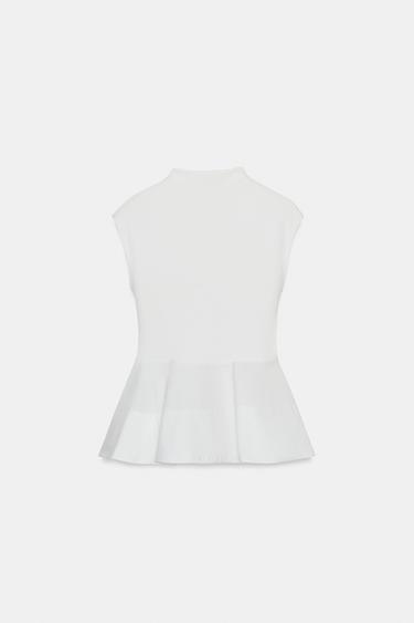 TOP PÉPLUM EN MATIÈRES VARIÉES - Blanc de Zara - Image 4