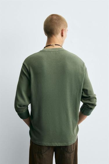 JERSEY COTON DÉLAVÉ - vert délavé de Zara - Image 2
