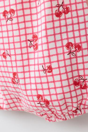 CHECK AND CHERRY PRINT ROMPER - Red / White by Zara - Image 3