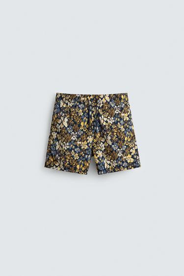 FLORAL PRINT SWIMMING TRUNKS - Brown by Zara