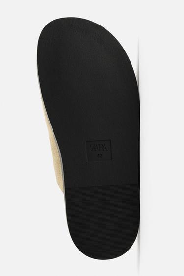 SANDALES EN CUIR À DOUBLE BRIDE - Marron de Zara - Image 3