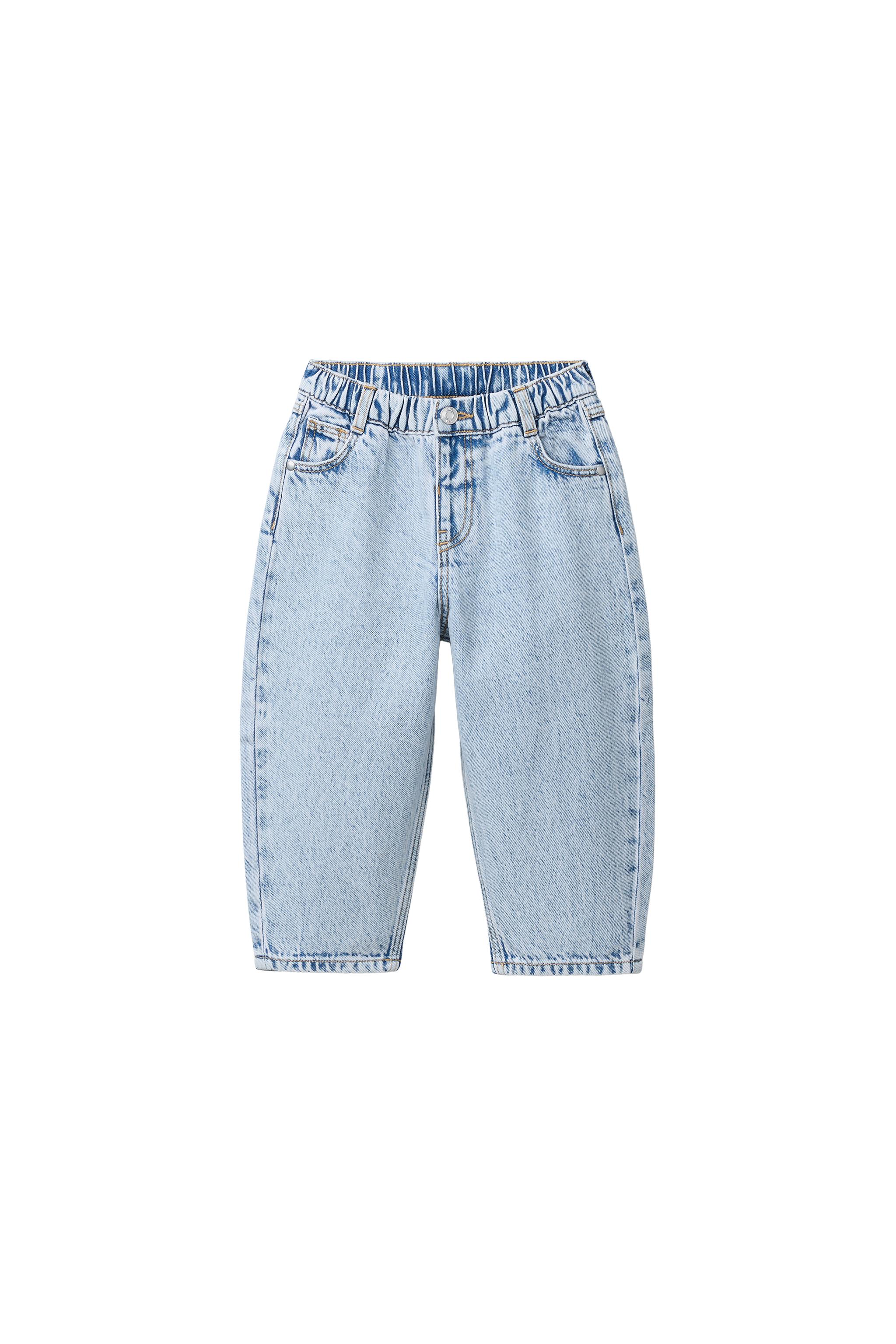 バギーリラックスフィットアシッドウォッシュデニムパンツ - ライト