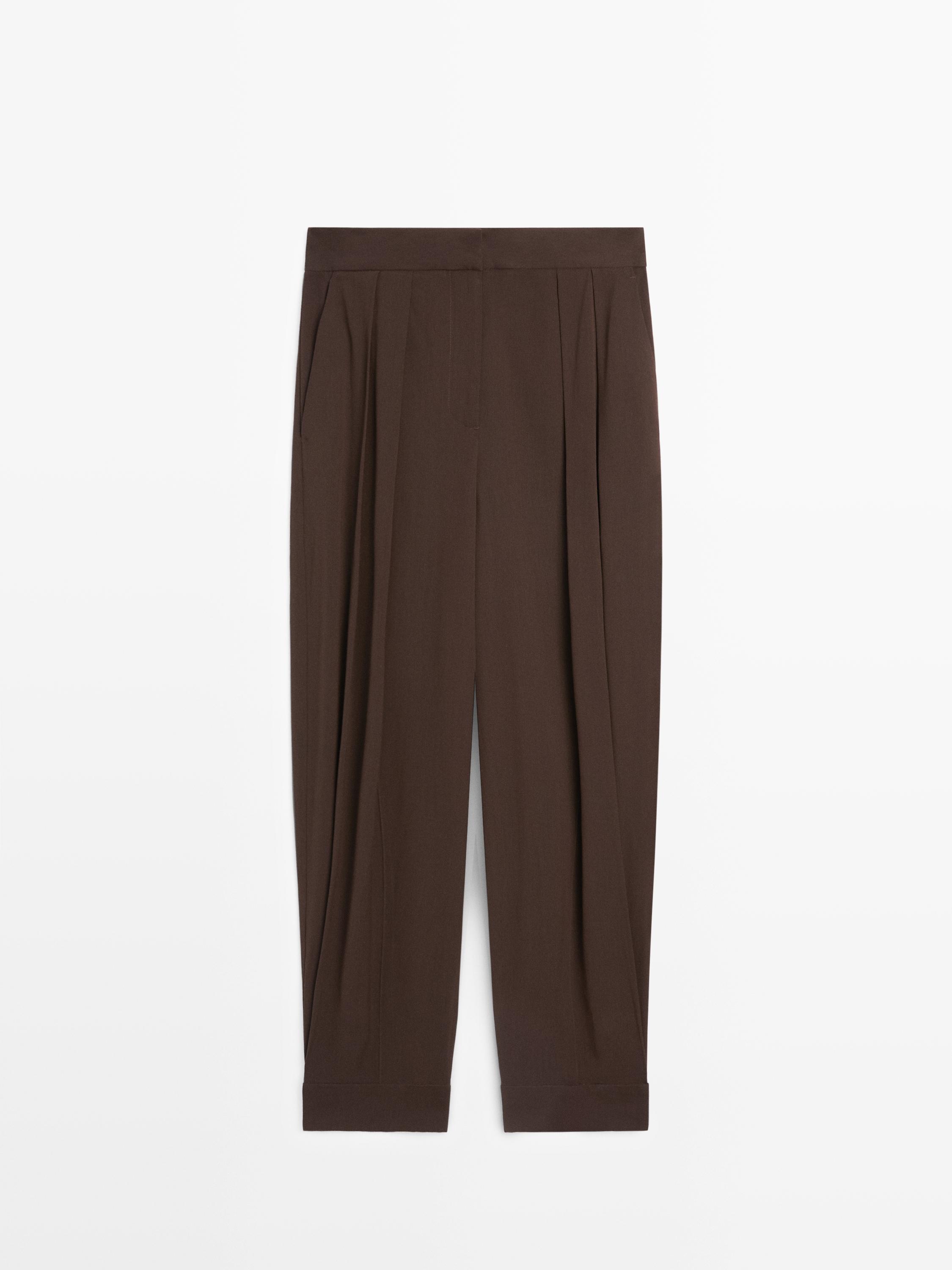 Darted sarouel trousers — Brown