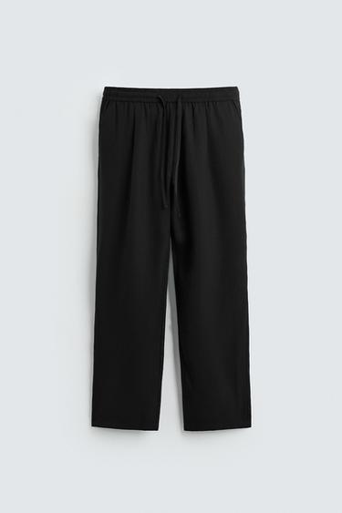CALÇA FLUIDA RELAXED FIT - Preto da Zara