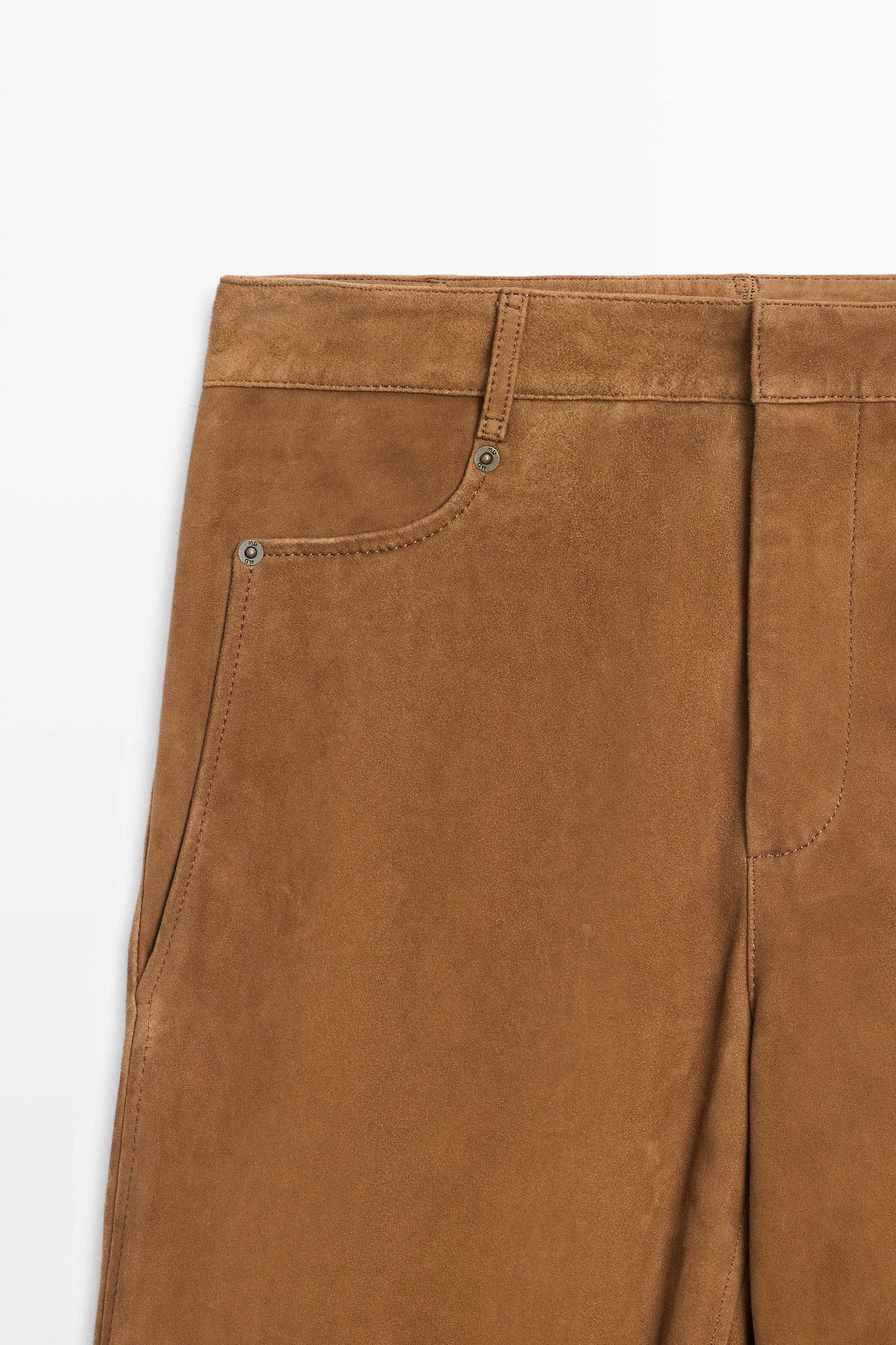 Suede leather pants