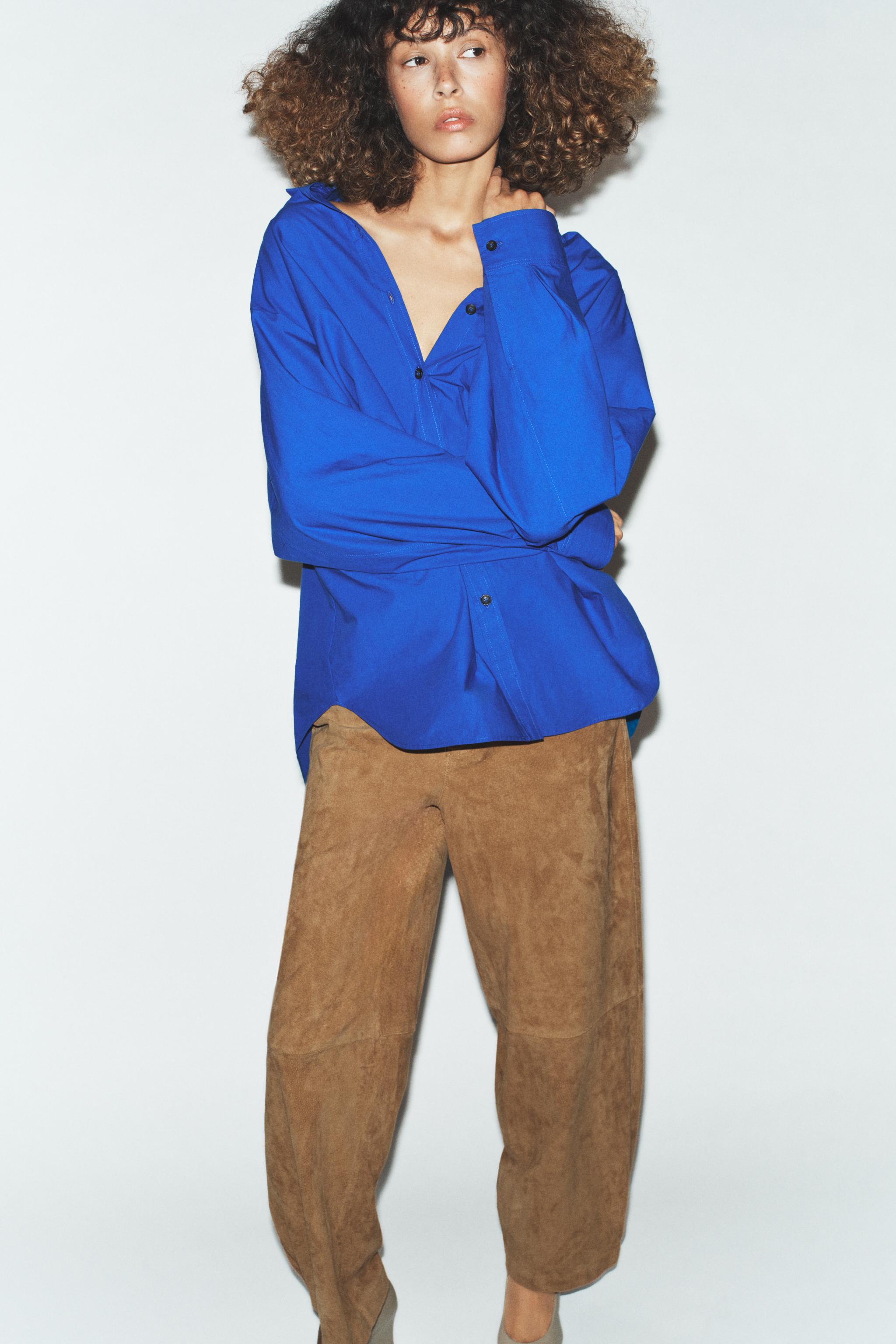 CHEMISE EN POPELINE À PINCES LATÉRALES