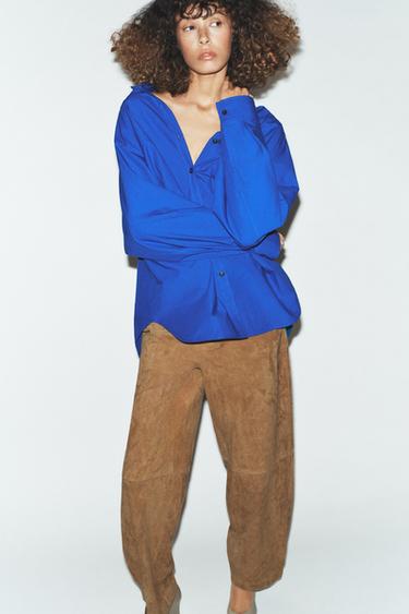 POPLIN SHIRT WITH SIDE DARTS - Bluish by Zara - Image 1