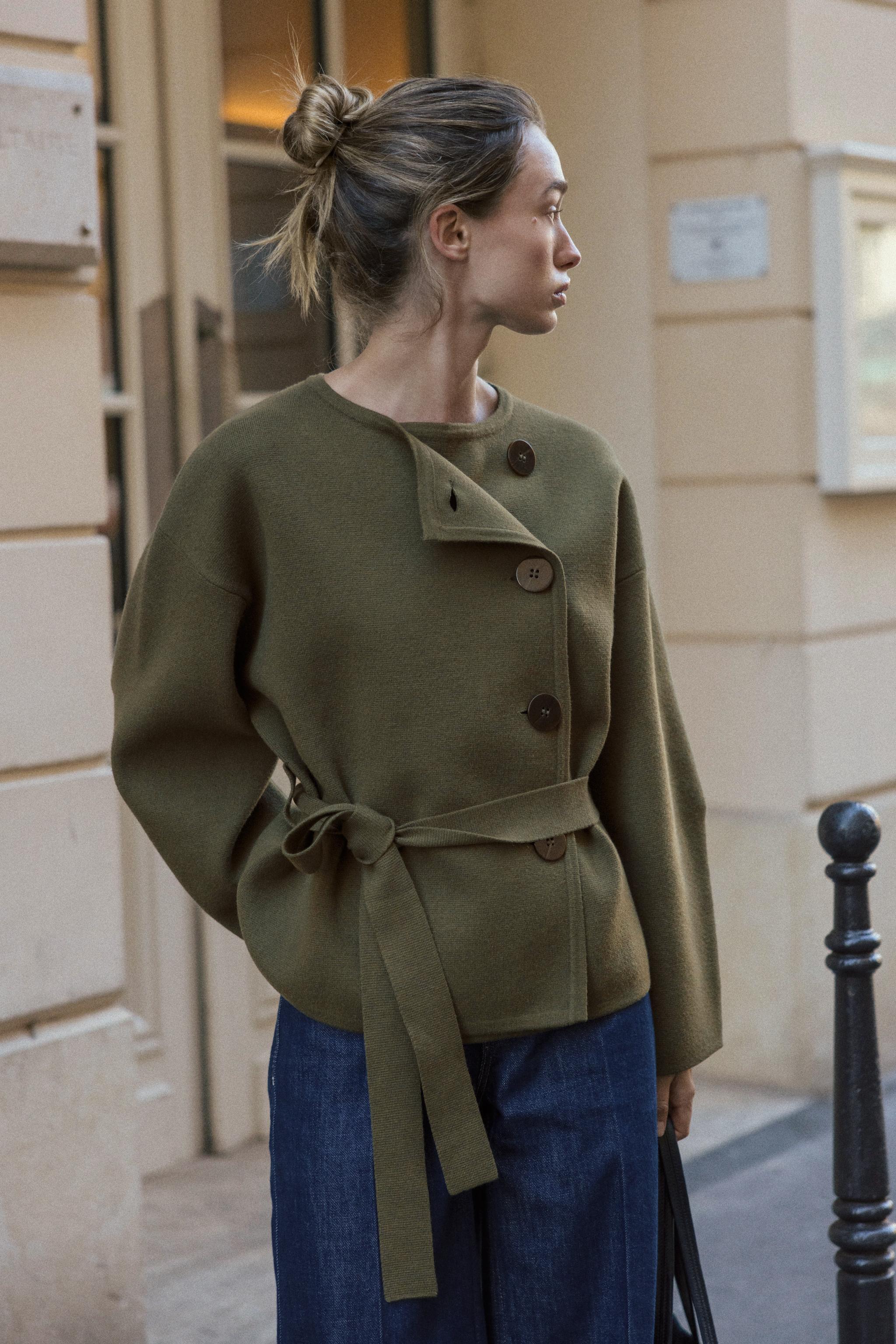 コーザノストラ ダークグリーン コート Taka Mitsunaga | COSA-NOSTRA Jacquard knit coat 完売しました