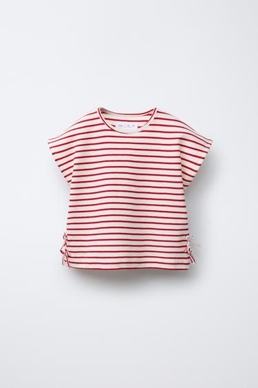 Zara STRIPED PIQUÉ SHIRT - Red