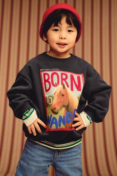 HORSE PRINT SWEATSHIRT - Anthracite grey by Zara