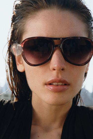 ACETATE AVIATOR SUNGLASSES - Light brown by Zara