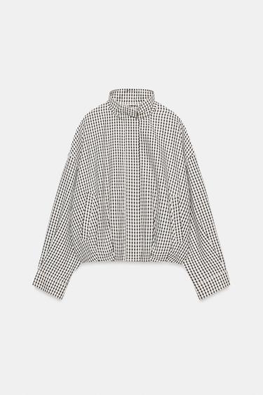 BLOUSON BOMBER À CARREAUX - Noir / Écru de Zara - Image 6