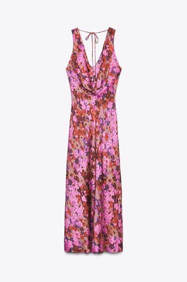 ROBE MI-LONGUE IMPRIMÉE FLEURS - Multicolore de Zara - Image 7