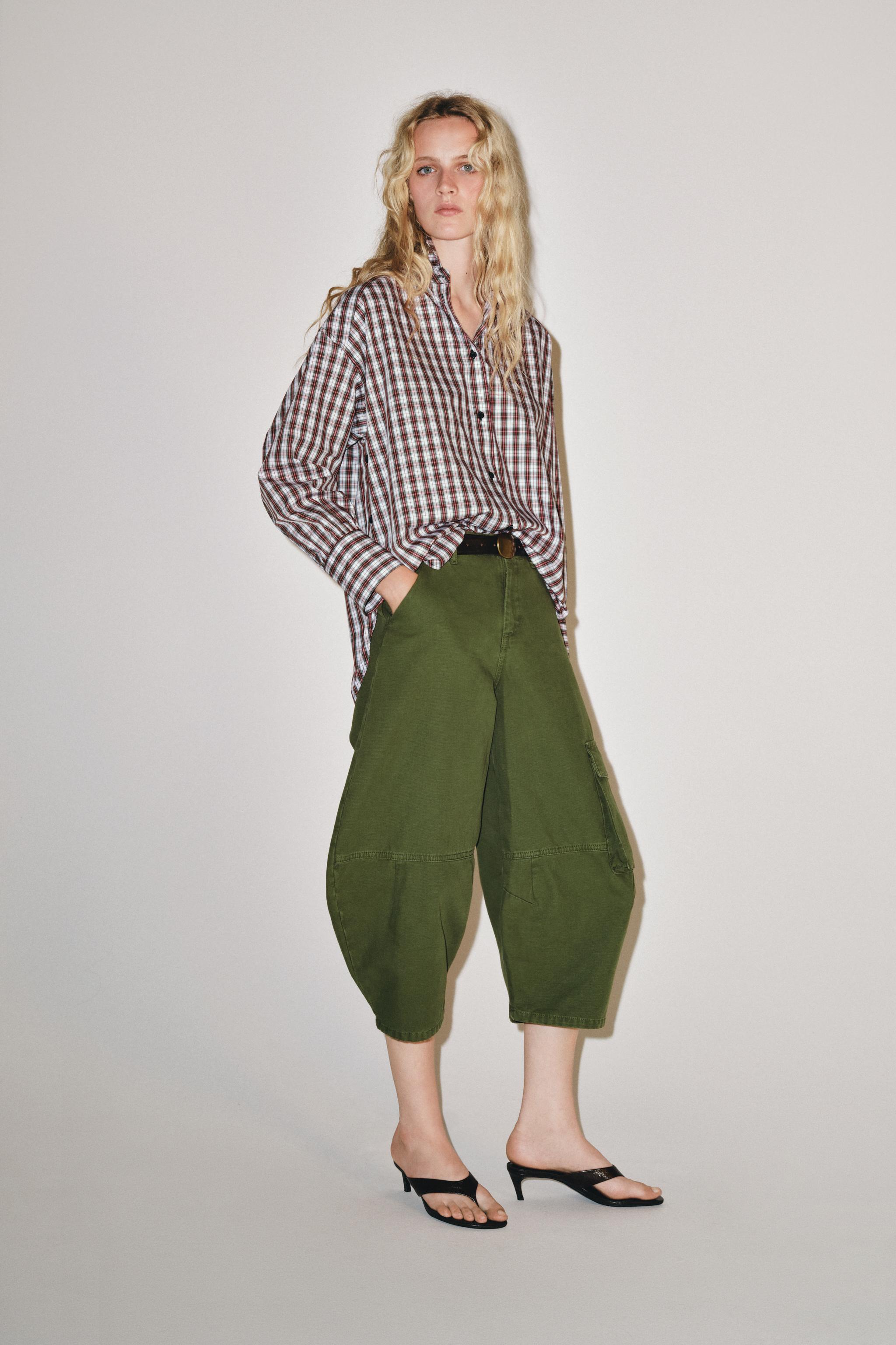 Женские рубашки Zara ZW COLLECTION OVERSIZED PLAID SHIRT — фото 2